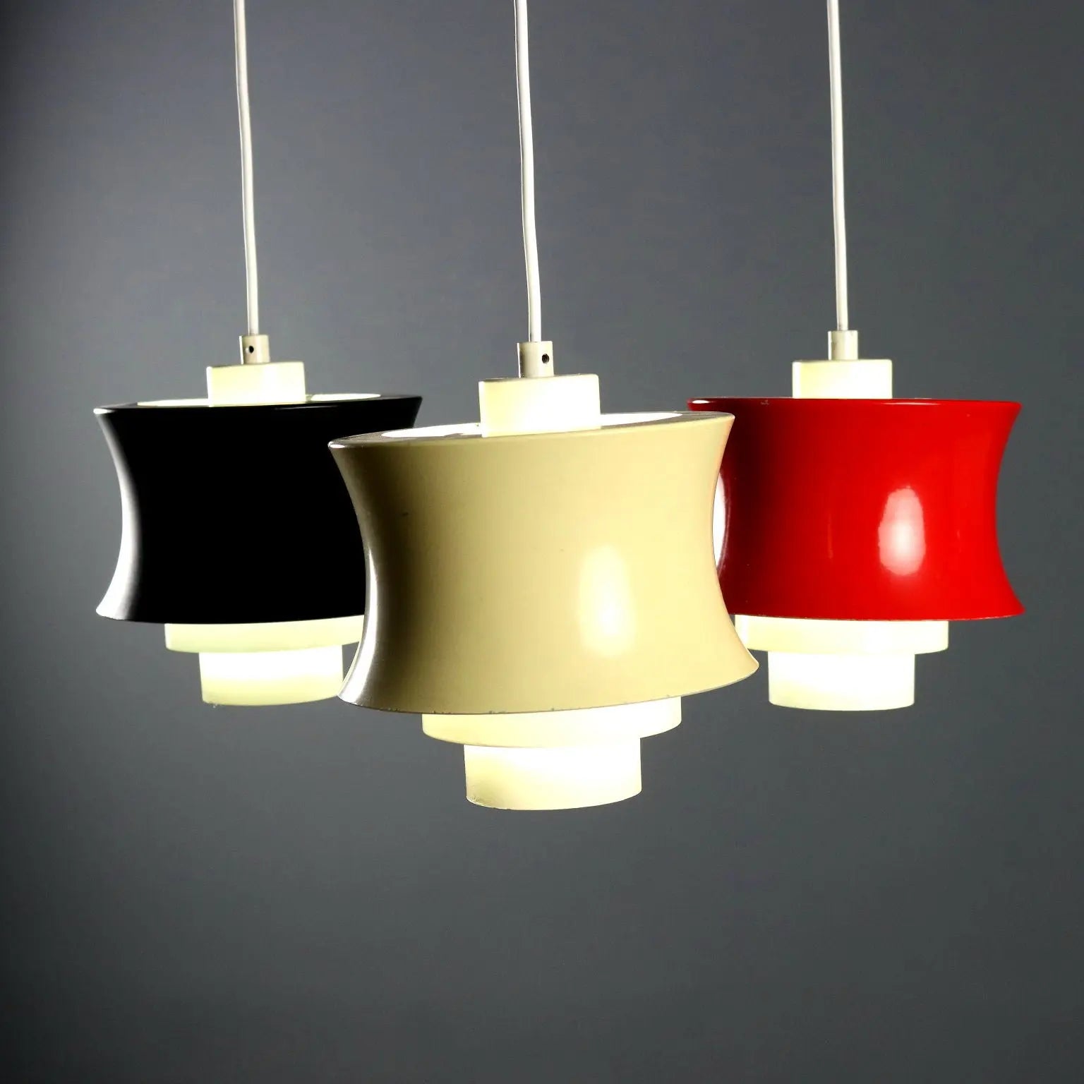 Vintage Lamp Lacquered Metal 3 Lights Design Italy 1960s | Modernism | Lighting