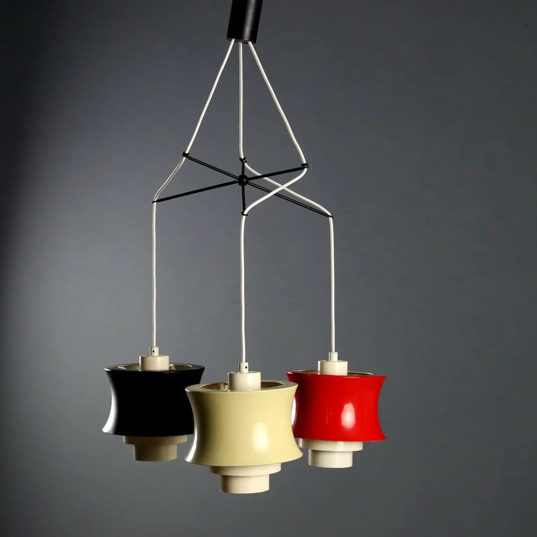Vintage Lamp Lacquered Metal 3 Lights Design Italy 1960s | Modernism | Lighting