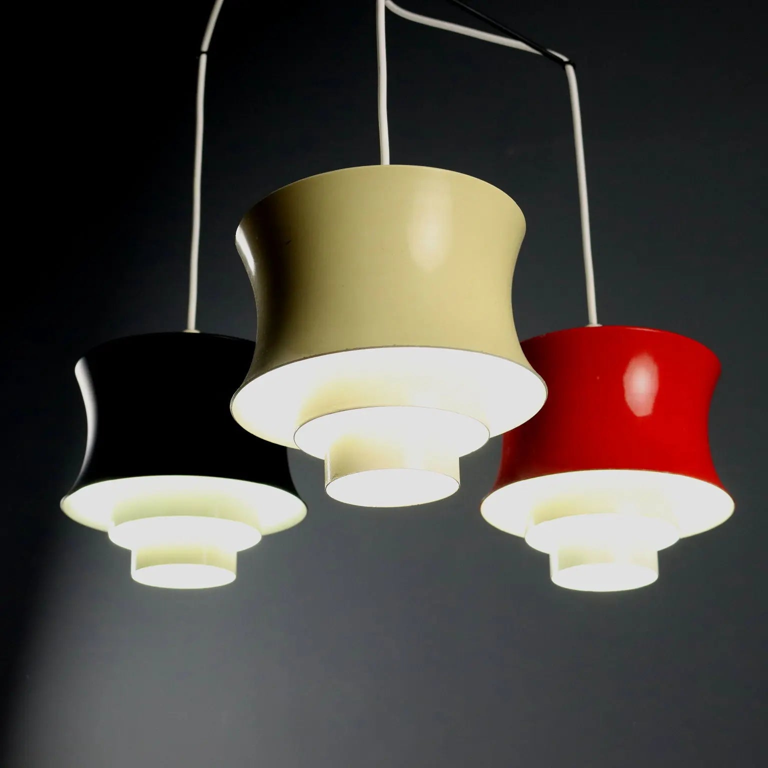 Vintage Lamp Lacquered Metal 3 Lights Design Italy 1960s | Modernism | Lighting