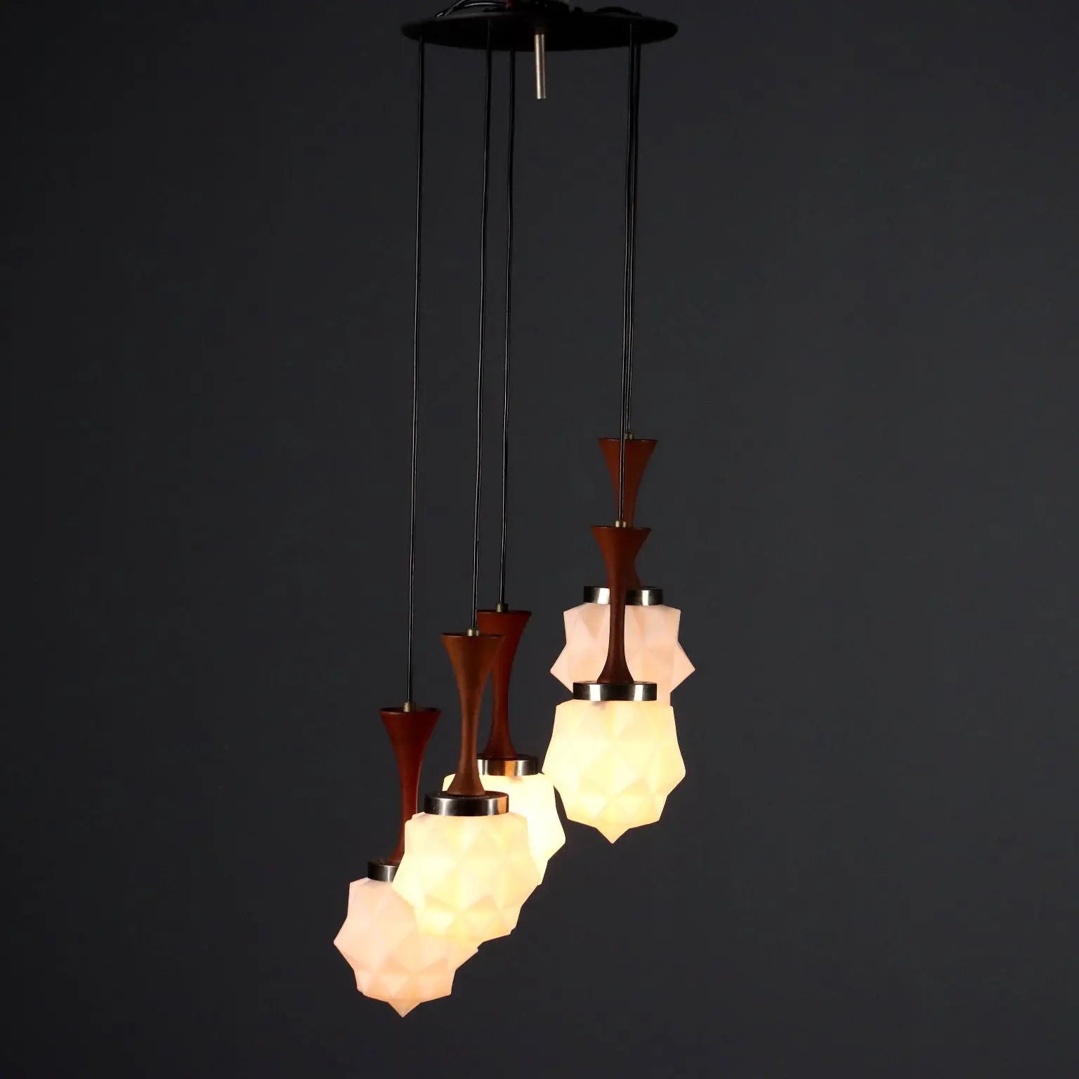 Vintage Ceiling Lamp Teak Metal Design Italy 1960s-1970s | Modernism | Lighting