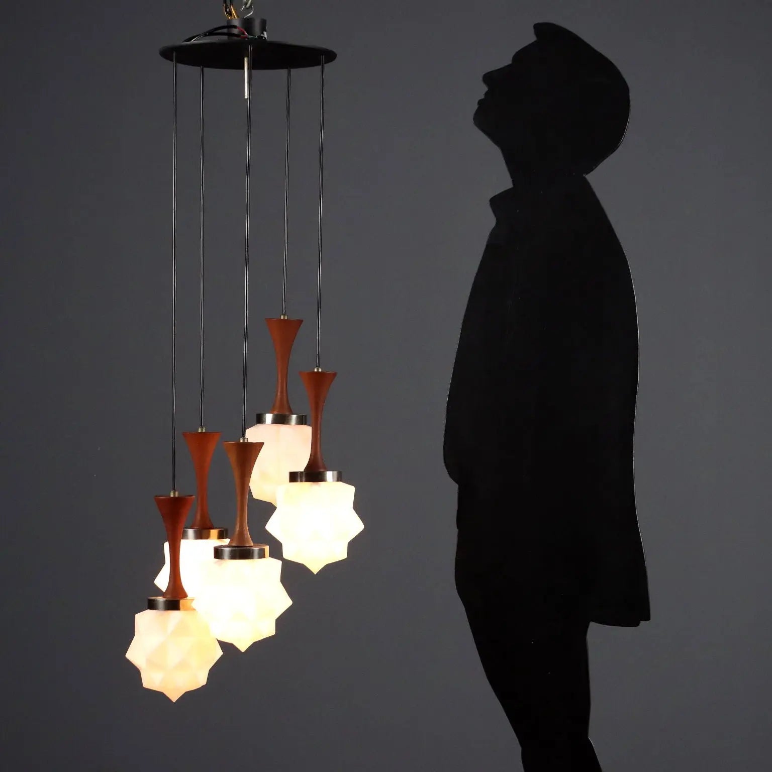 Vintage Ceiling Lamp Teak Metal Design Italy 1960s-1970s | Modernism | Lighting