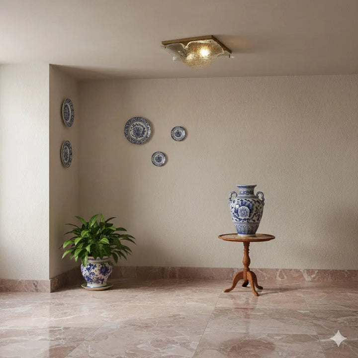 Vintage Ceiling Lamp Metal Glass Design Italy 1970s | Modernism | Lighting