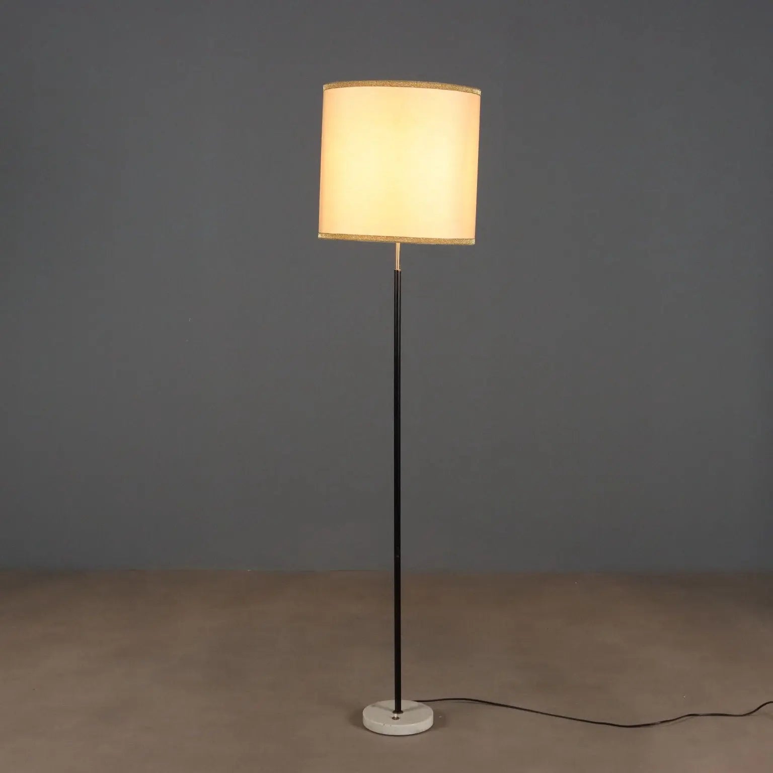 Vintage Floor Lamp Marble Metal Fabric Design 1950s-1960s | Modernism | Lighting