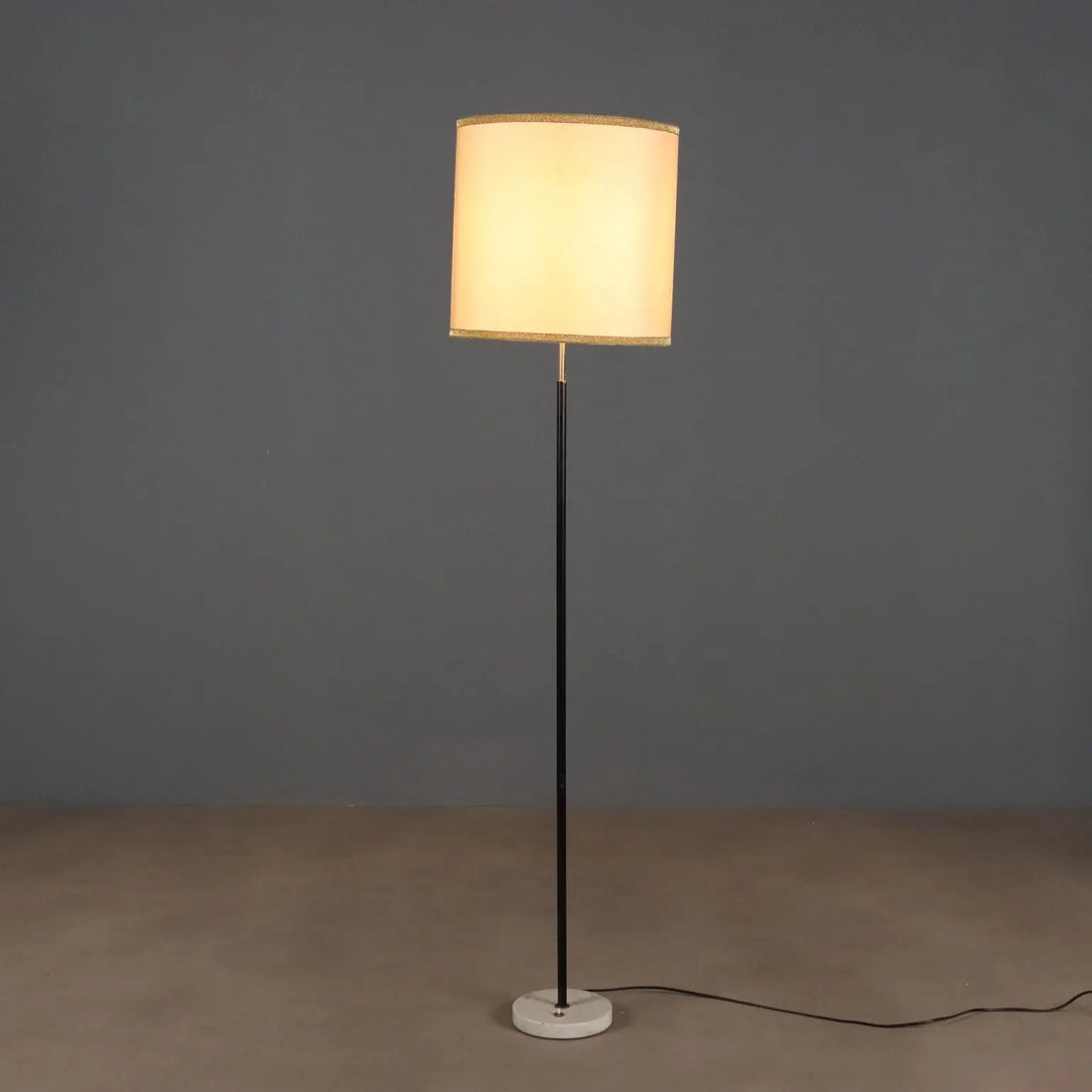 Vintage Floor Lamp Marble Metal Fabric Design 1950s-1960s | Modernism | Lighting