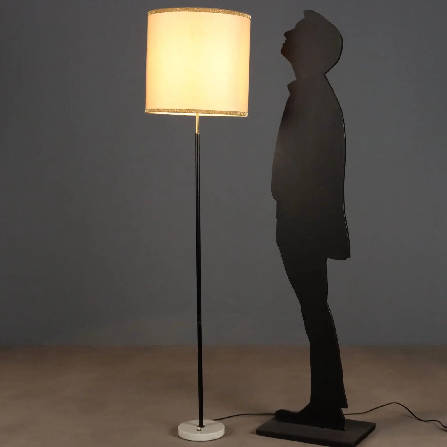 Vintage Floor Lamp Marble Metal Fabric Design 1950s-1960s | Modernism | Lighting