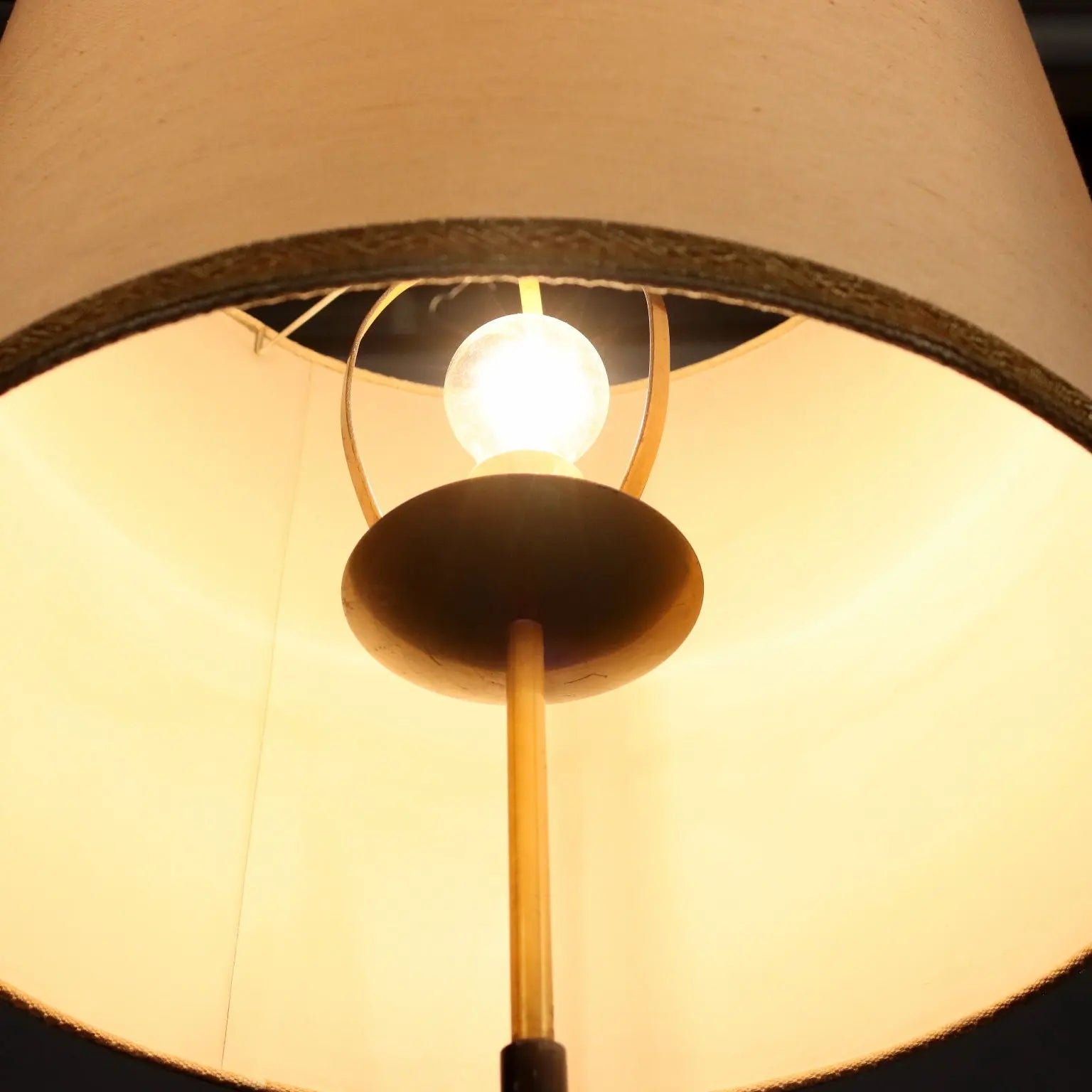 Vintage Floor Lamp Marble Metal Fabric Design 1950s-1960s | Modernism | Lighting