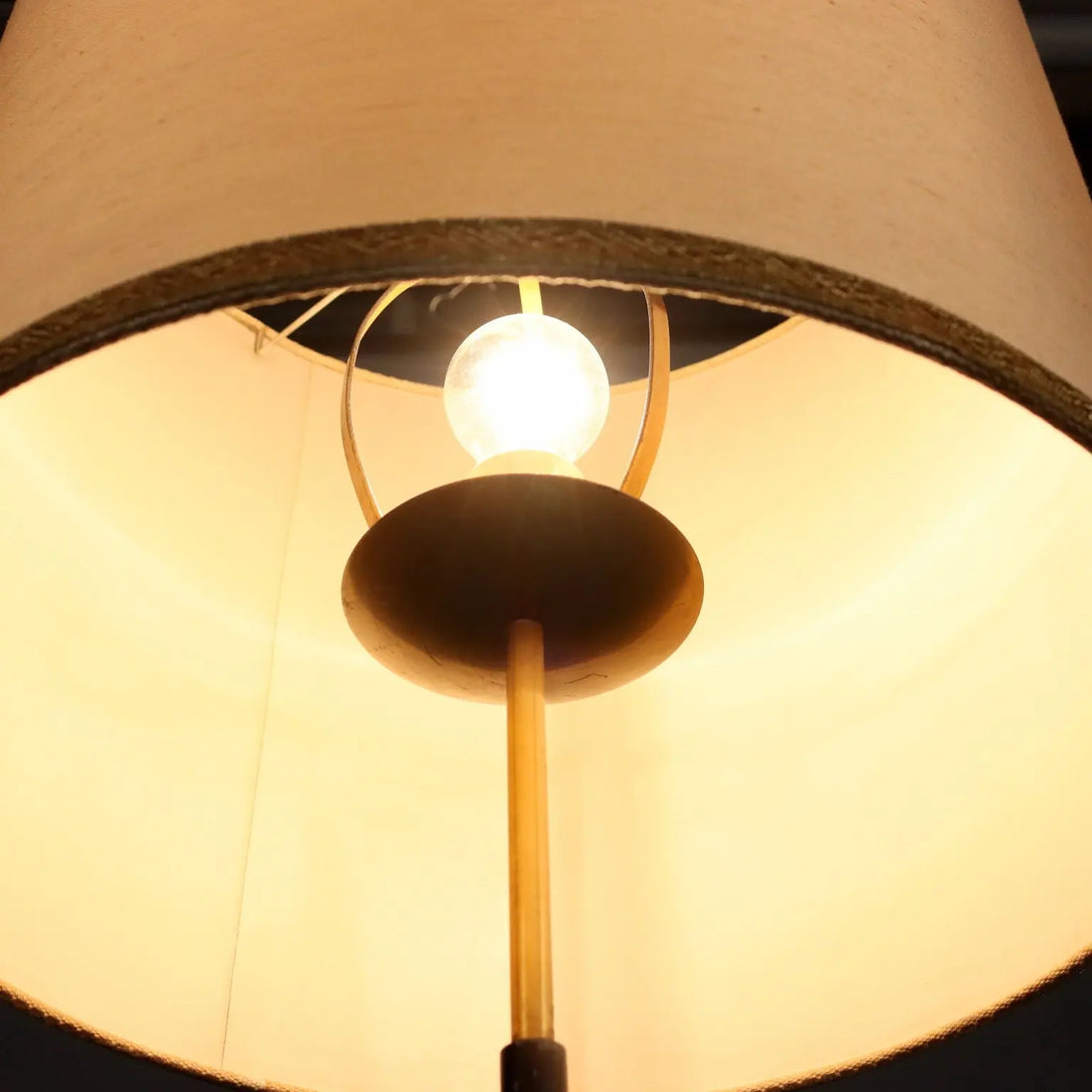 Vintage Floor Lamp Marble Metal Fabric Design 1950s-1960s | Modernism | Lighting
