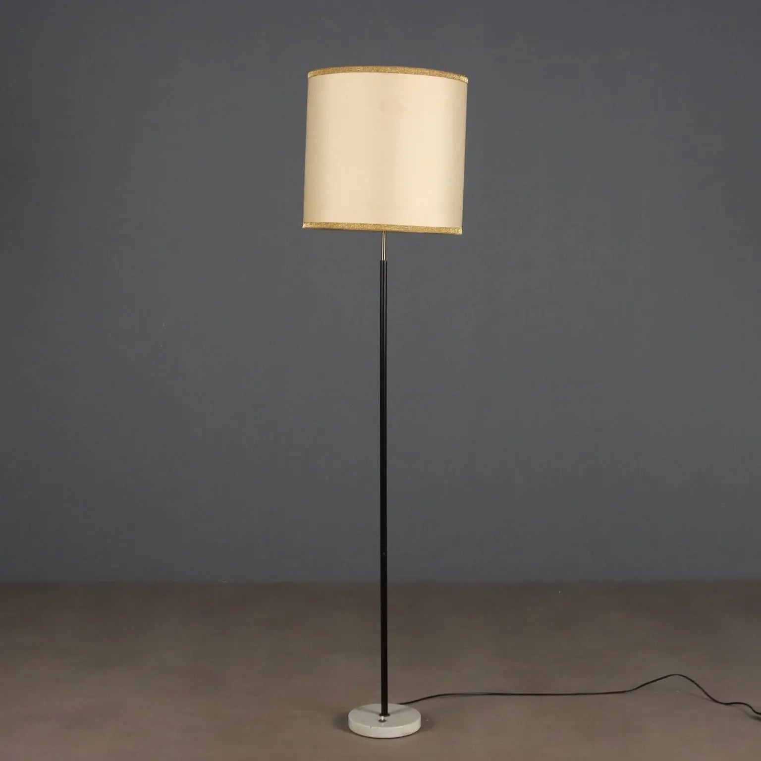 Vintage Floor Lamp Marble Metal Fabric Design 1950s-1960s | Modernism | Lighting