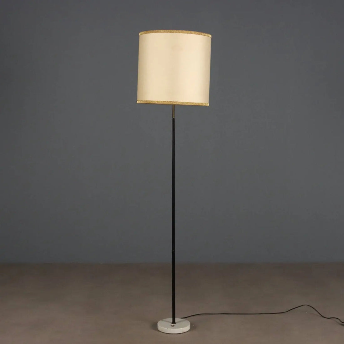 Vintage Floor Lamp Marble Metal Fabric Design 1950s-1960s | Modernism | Lighting