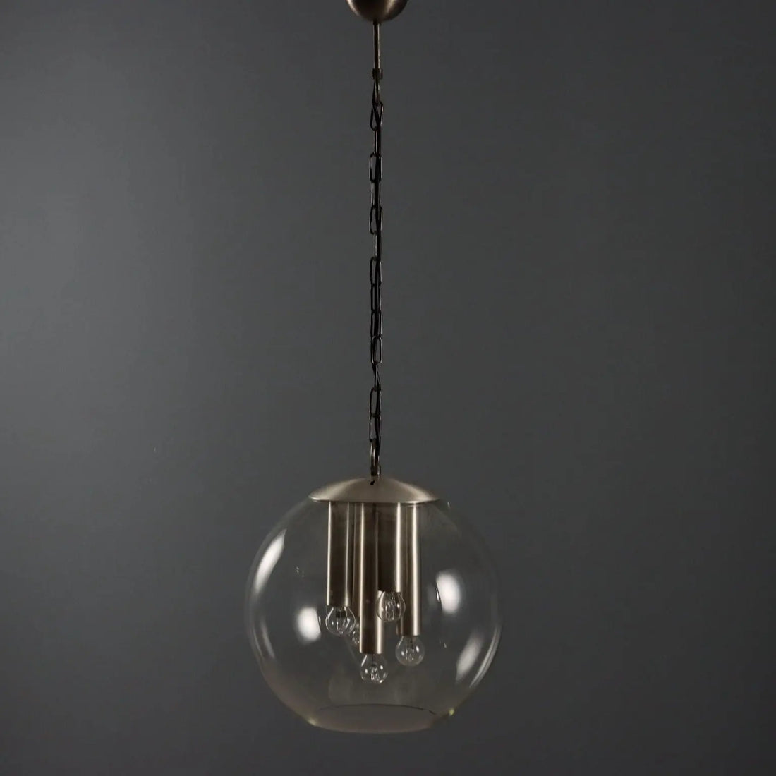 Vintage Ceiling Lamp Metal Glass Design Italy 1960s