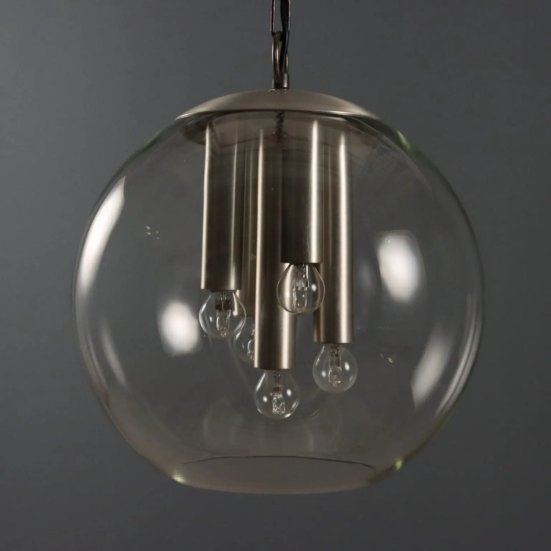 Vintage Ceiling Lamp Metal Glass Design Italy 1960s