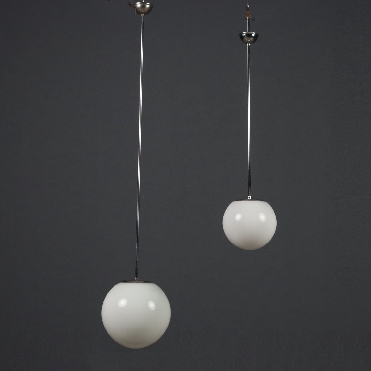 Vintage Chandeliers Chromed Metal Glass Design 1960s - 1960s | Modernism | Lighting