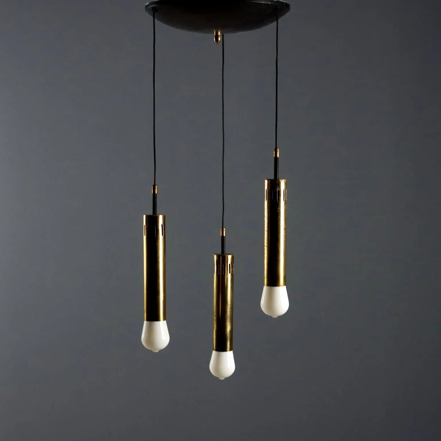 Vintage Chandelier Metal Brass Design Italy 1960s | Modernism | Lighting