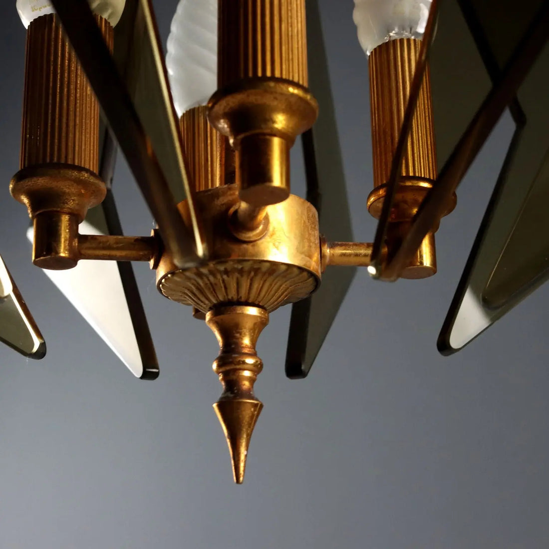 1960s Ceiling Lamp in Brass and Glass