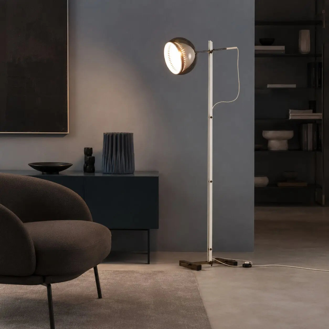 1960s-1970s Brass and Aluminum Floor Lamp