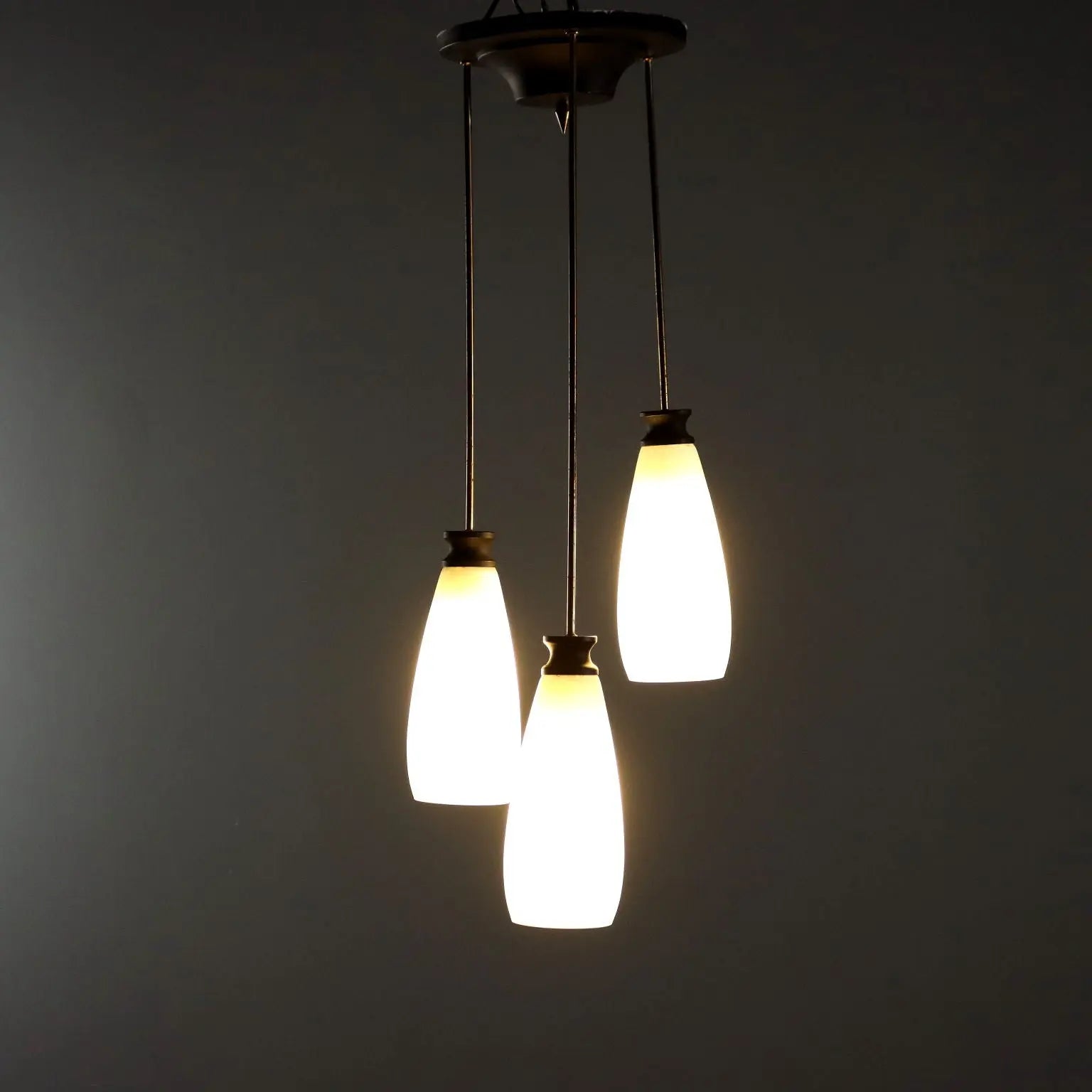 1960s Brass and Glass Pendant Lamp
