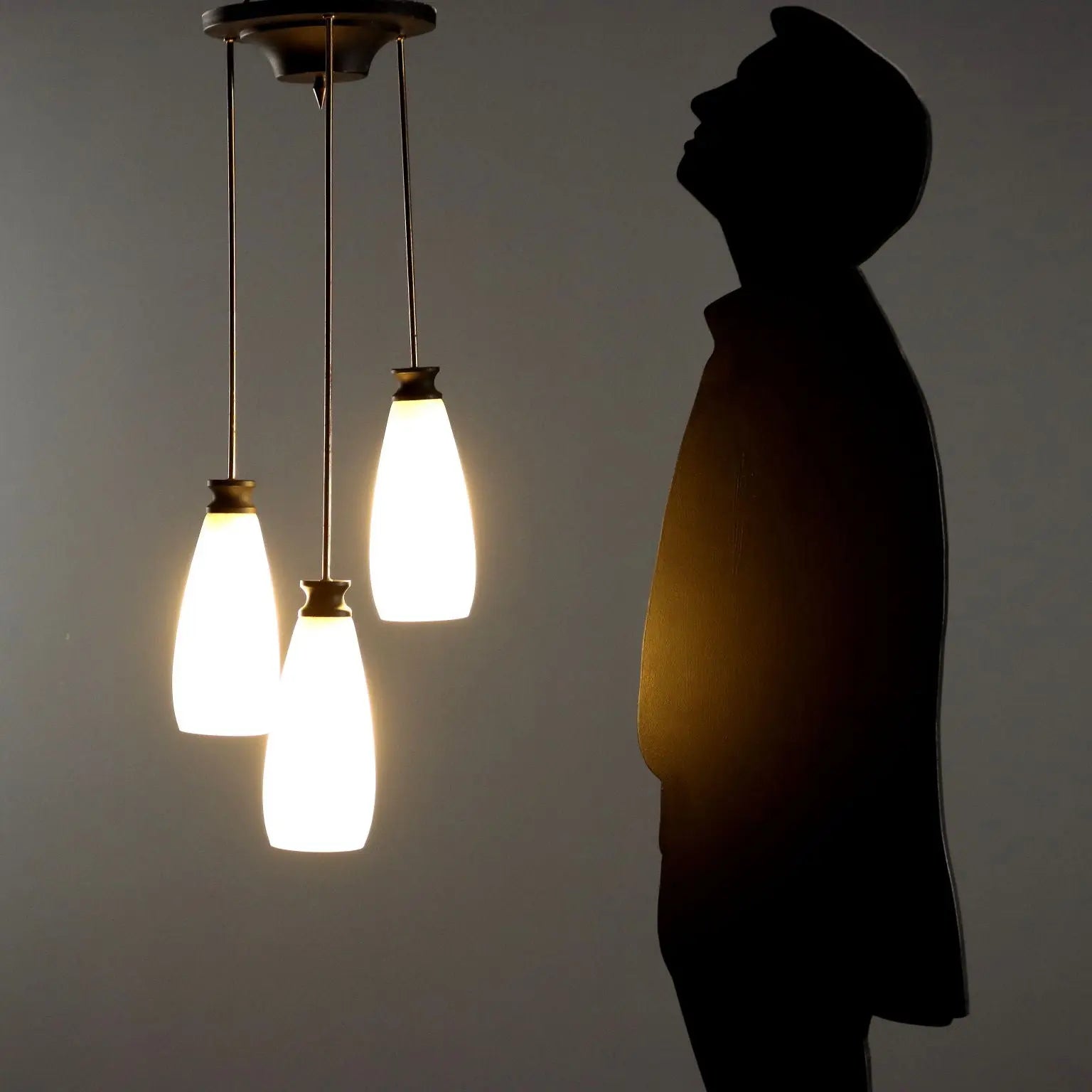 1960s Brass and Glass Pendant Lamp