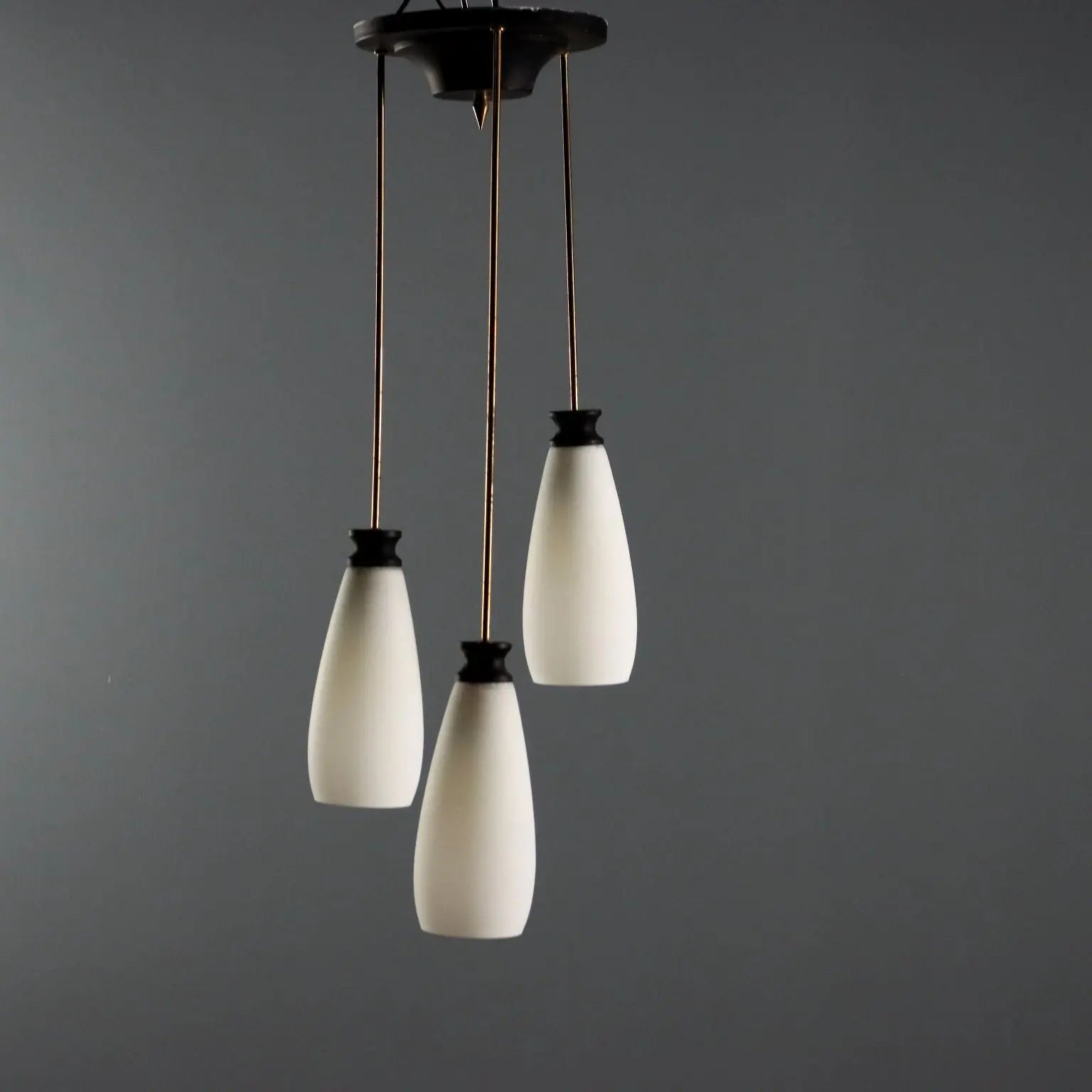 1960s Brass and Glass Pendant Lamp