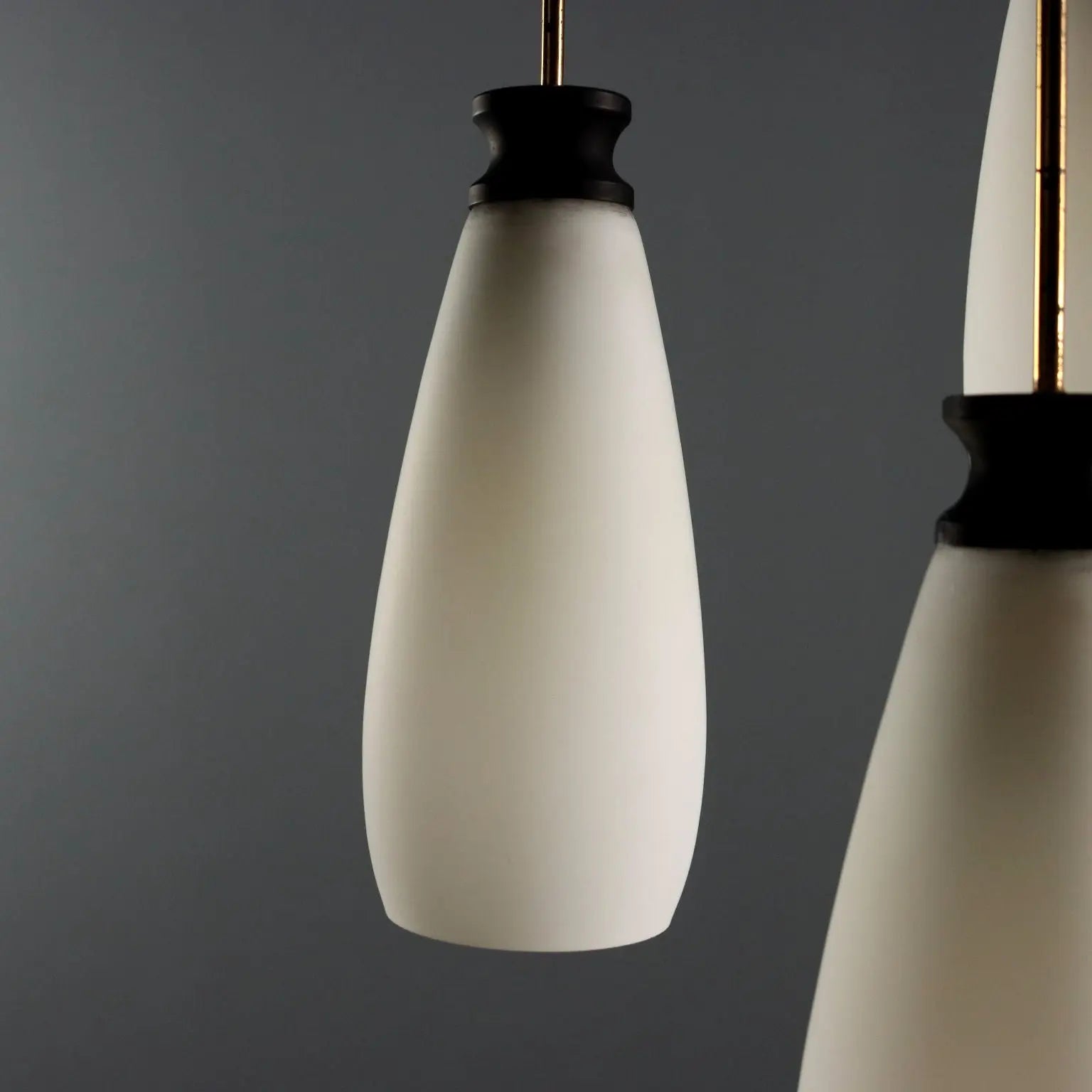 1960s Brass and Glass Pendant Lamp