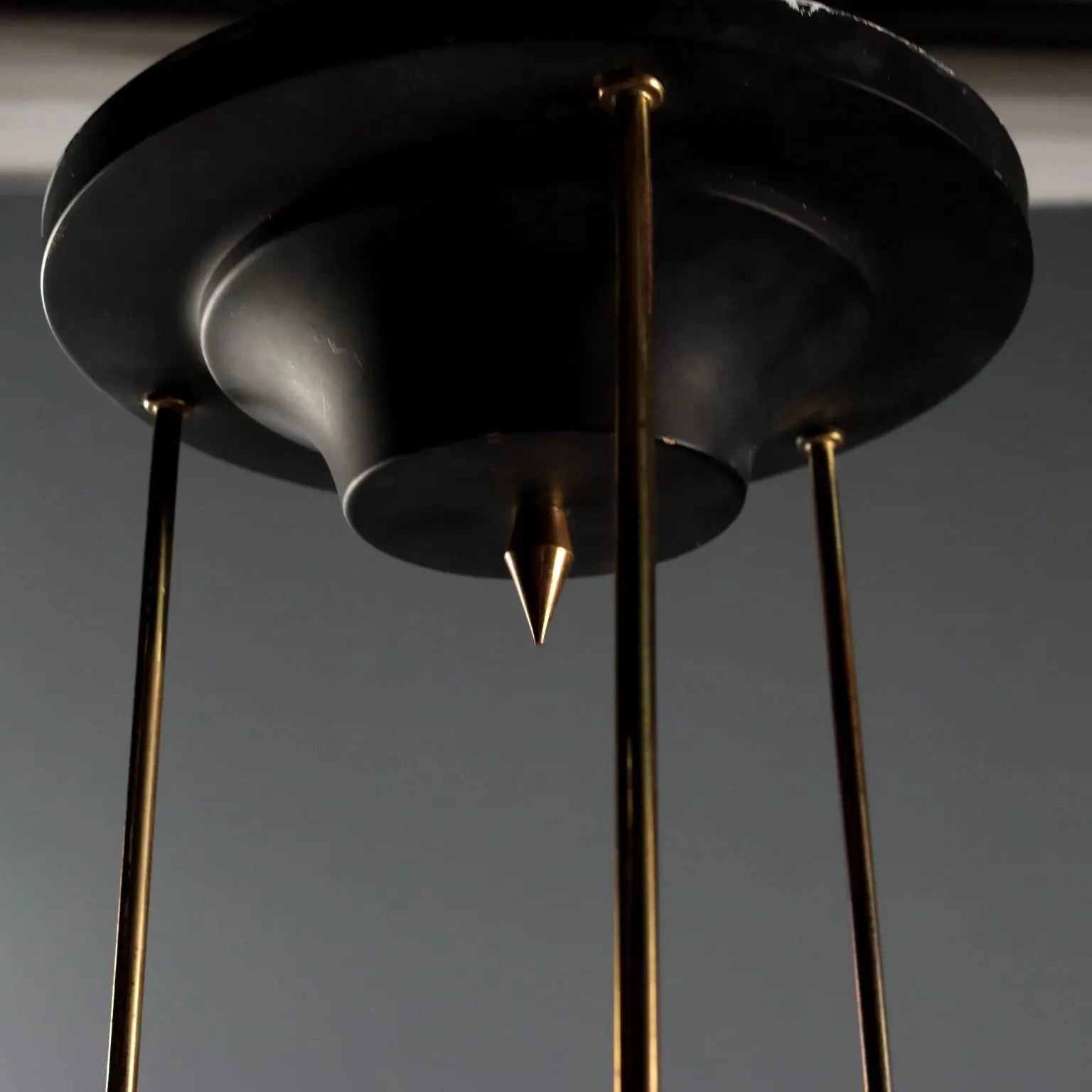 1960s Brass and Glass Pendant Lamp