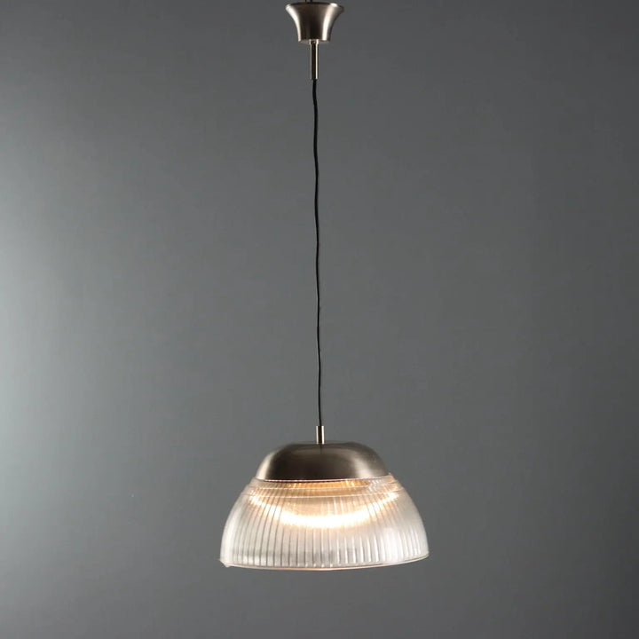 Vintage Chandelier Chromed Metal Glass Design Italy 1970s | Modernism | Lighting