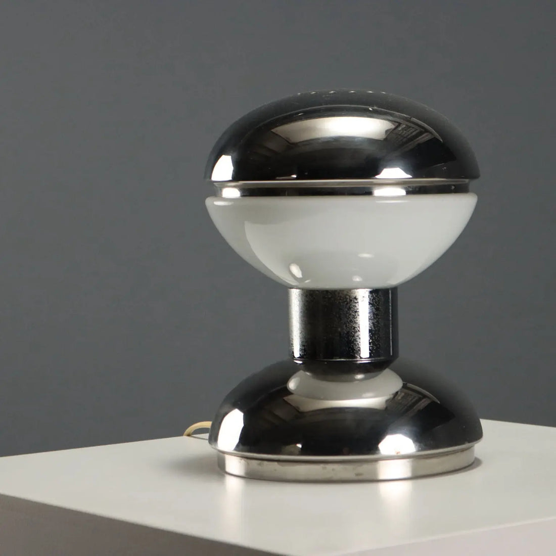 Vintage Reggiani Table Lamp Glass Chromed Metal Design 1970s