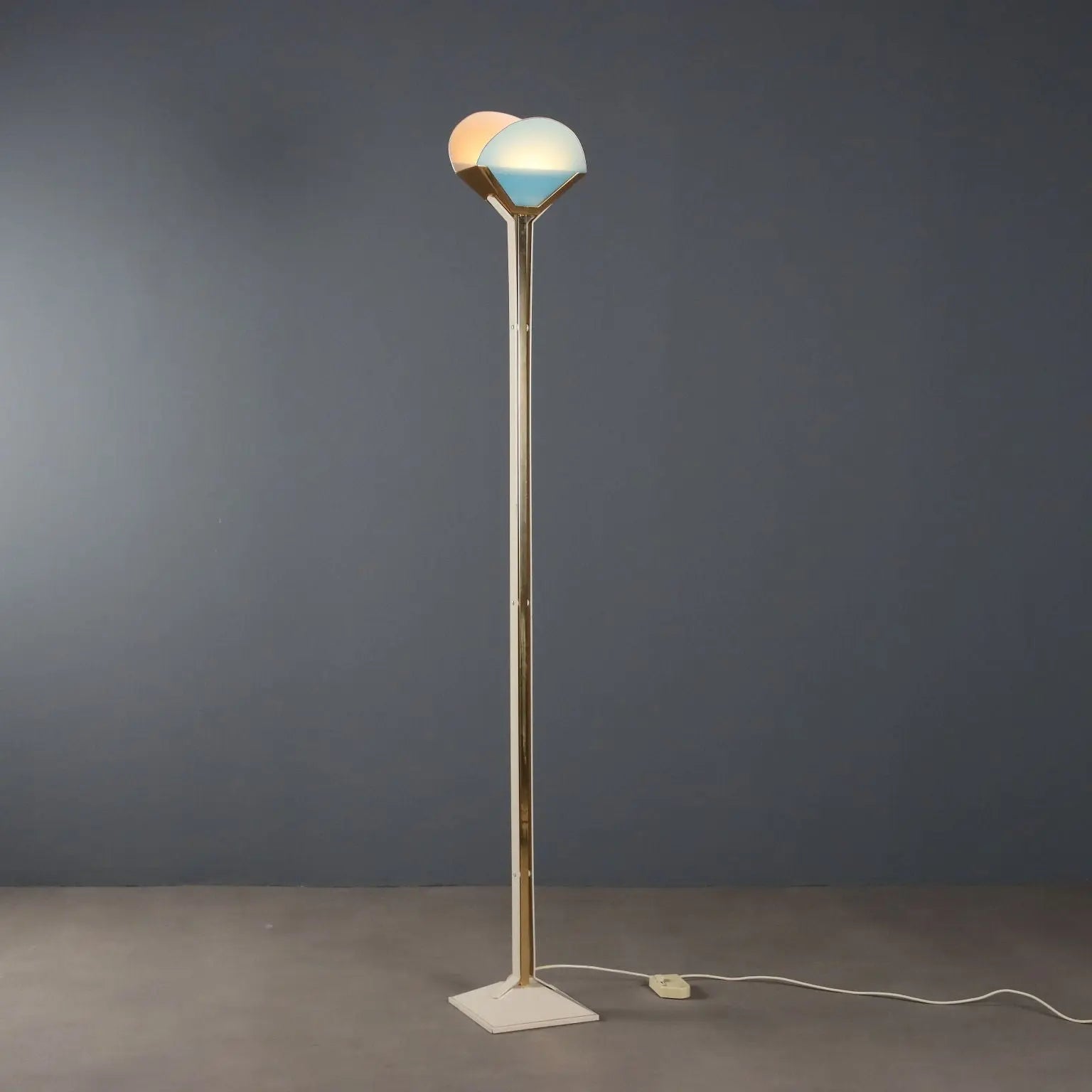 Vintage Floor Lamp Aluminium Glass Design Italy 1980s