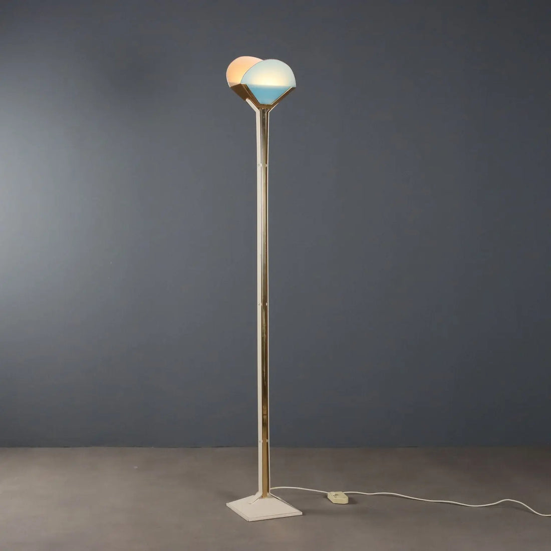Vintage Floor Lamp Aluminium Glass Design Italy 1980s