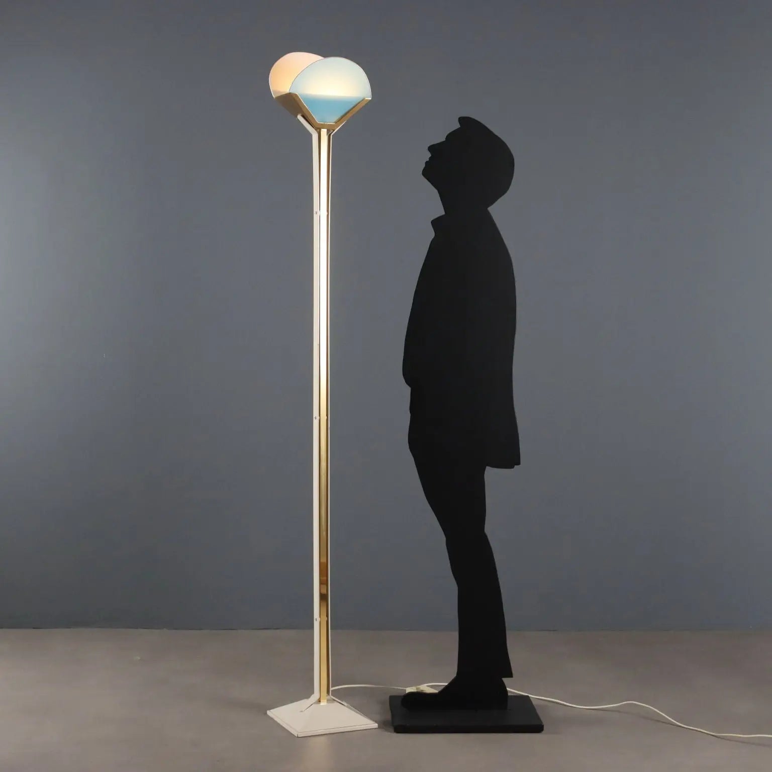 Vintage Floor Lamp Aluminium Glass Design Italy 1980s