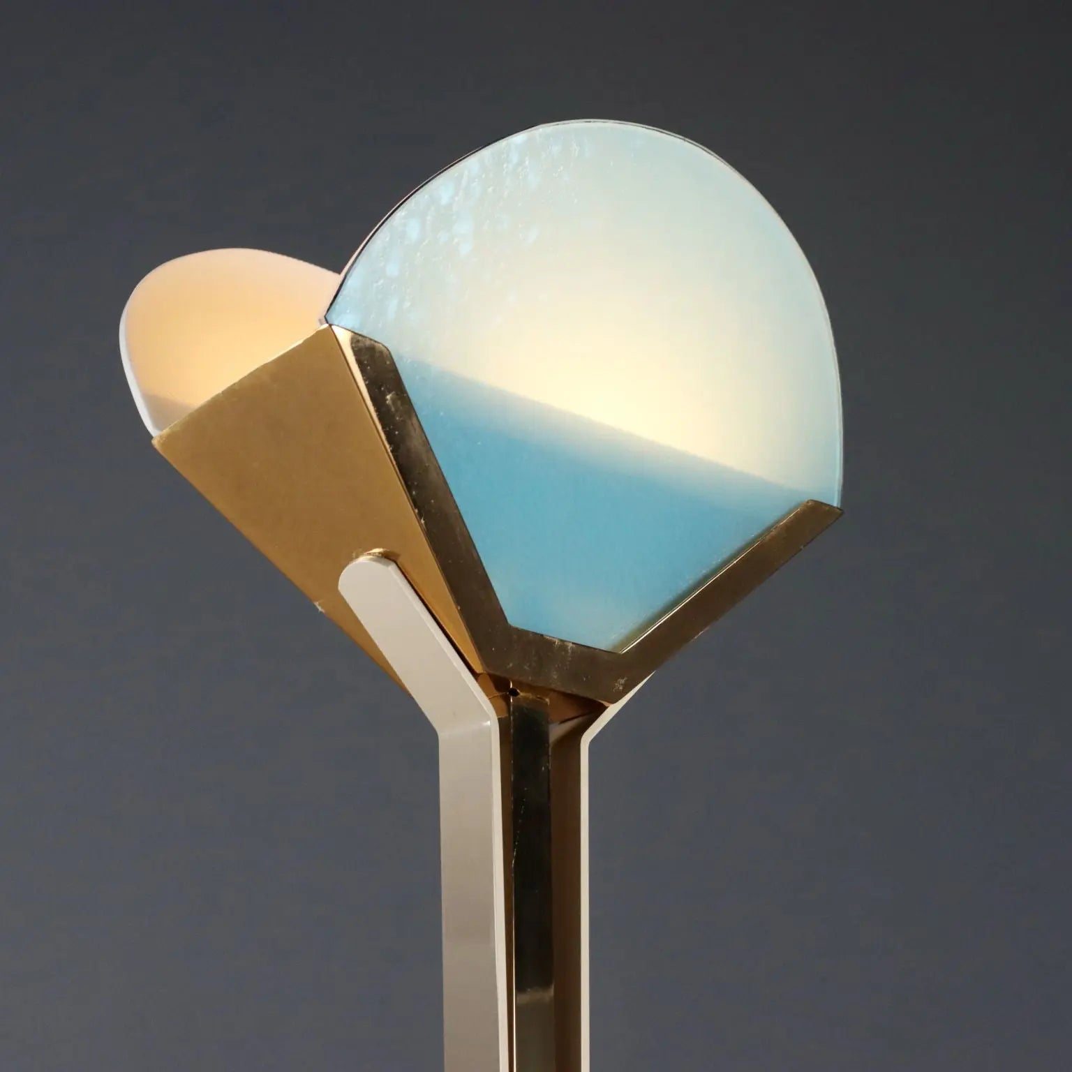 Vintage Floor Lamp Aluminium Glass Design Italy 1980s
