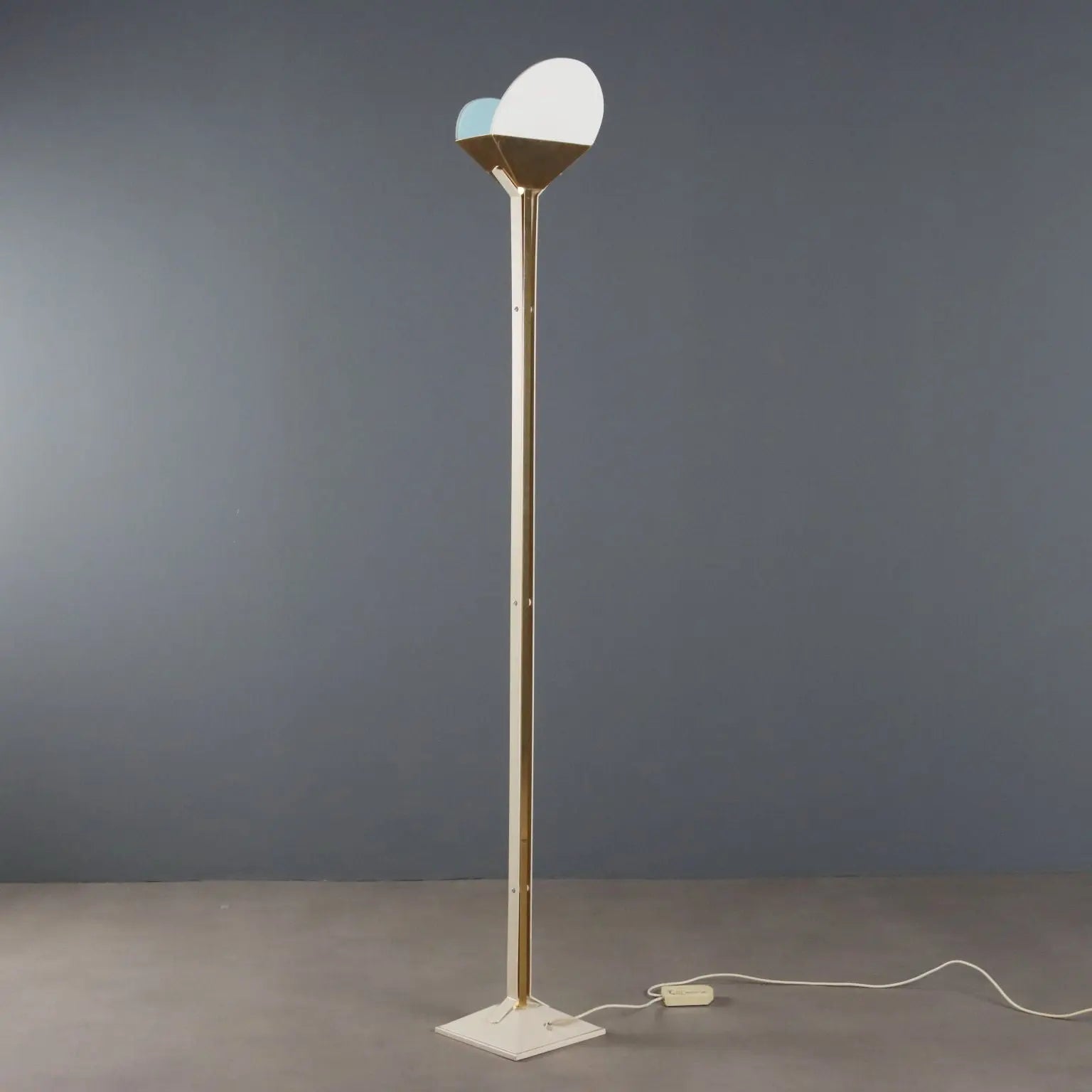 Vintage Floor Lamp Aluminium Glass Design Italy 1980s