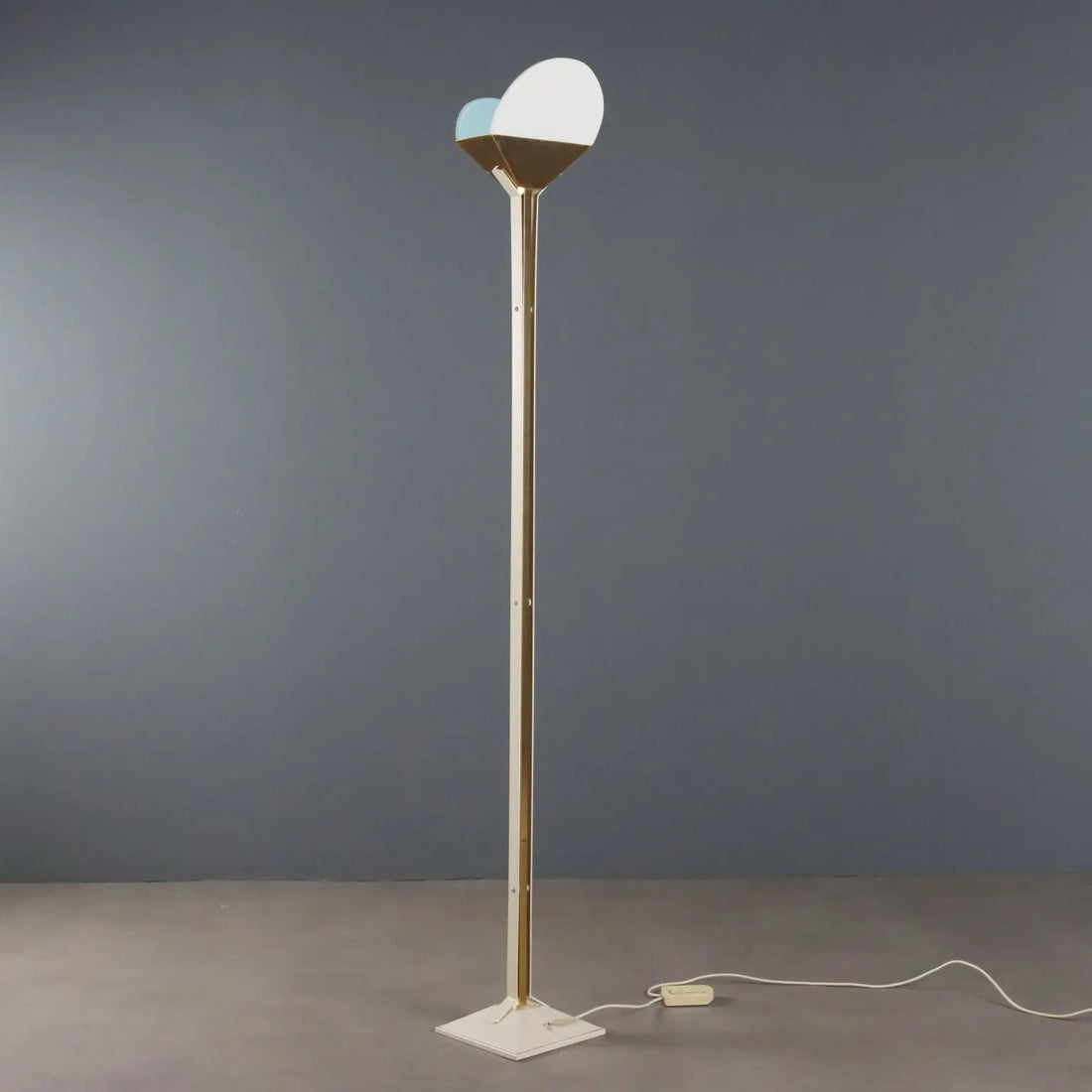 Vintage Floor Lamp Aluminium Glass Design Italy 1980s
