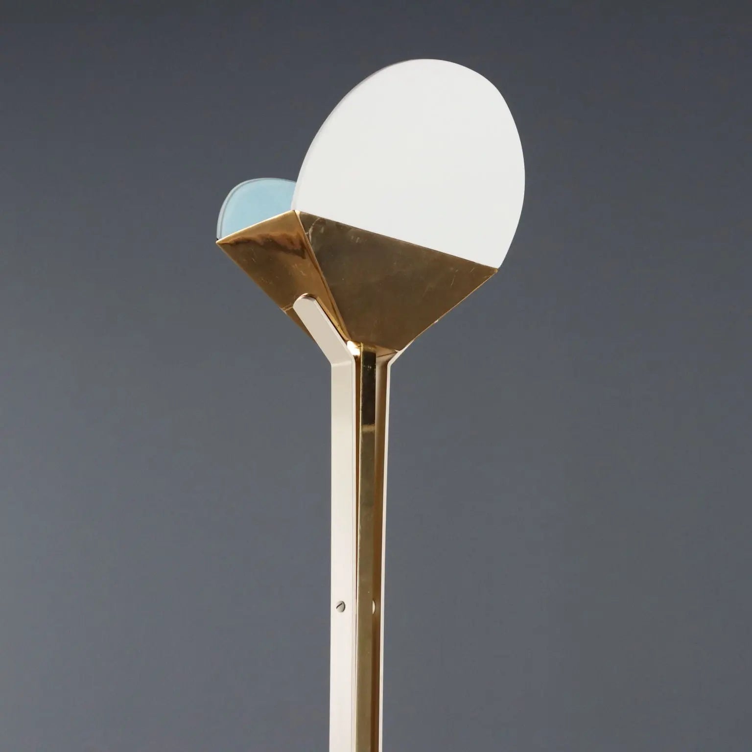 Vintage Floor Lamp Aluminium Glass Design Italy 1980s