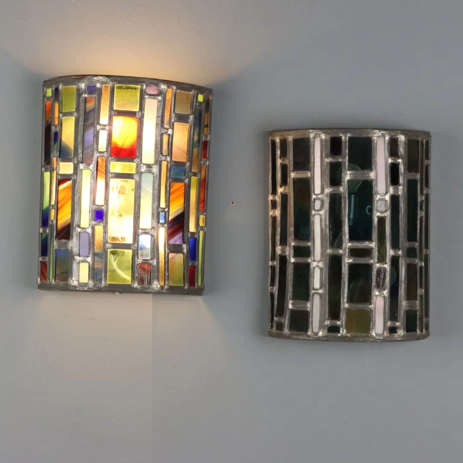 Vintage Wall Lamps Metal Mosaic Glasses Design Italy 1980s