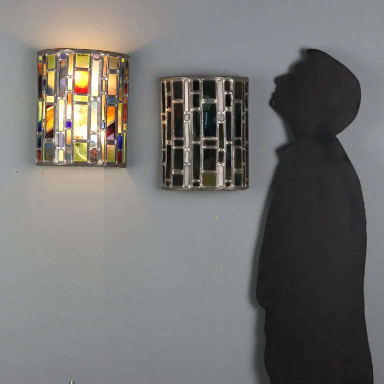 Vintage Wall Lamps Metal Mosaic Glasses Design Italy 1980s