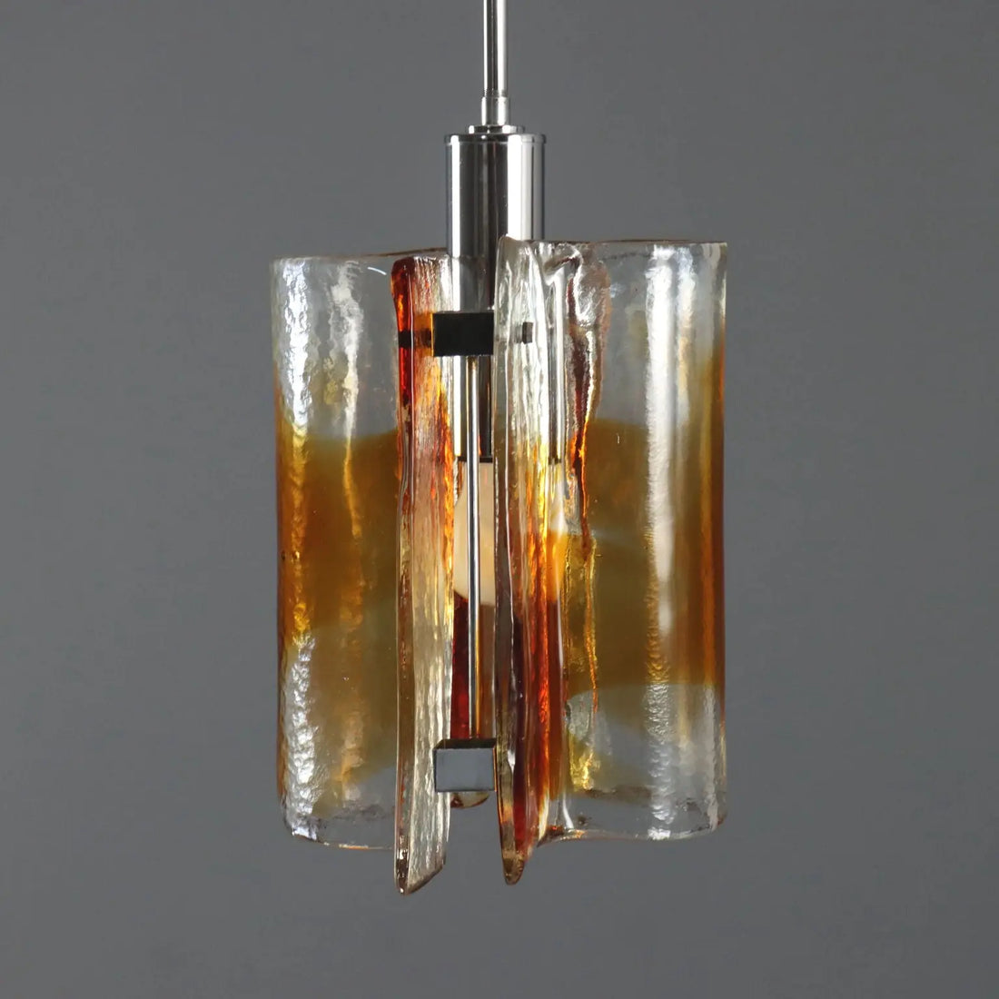 Vintage Chandelier Brass Murano Glass Design Italy 1970s