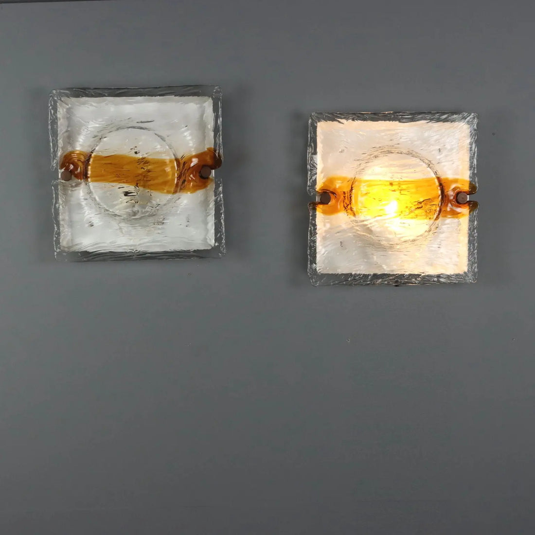 Vintage Ceiling Lamps Brass Glass Design Italy 1970s