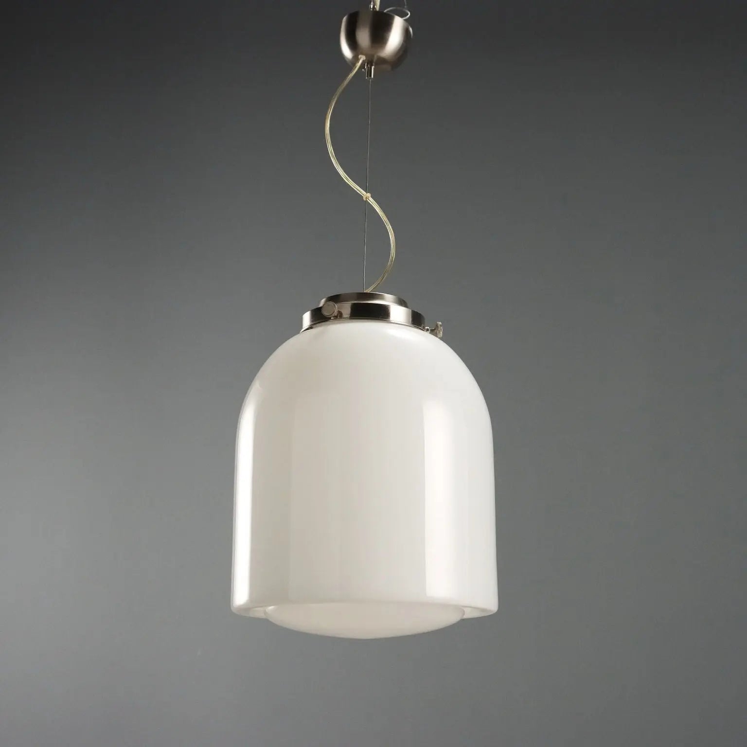 Vintage Chandelier Aluminium White Glass Design Italy 1970s | Modernism | Lighting