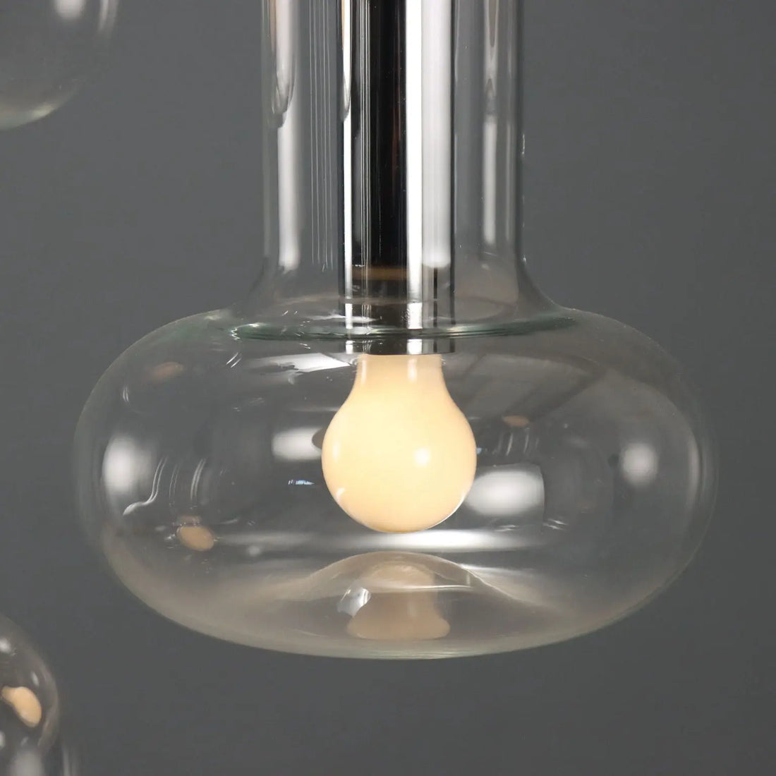 Vintage Chandelier Chromed Metal Glass Design Italy 1960s