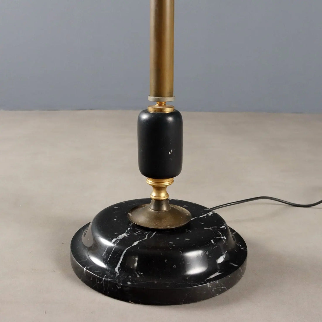 Vintage Floor Lamp Brass Marble Fabric Design Italy 1950s