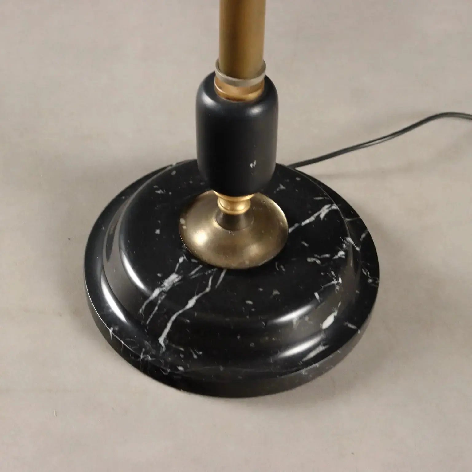 Vintage Floor Lamp Brass Marble Fabric Design Italy 1950s
