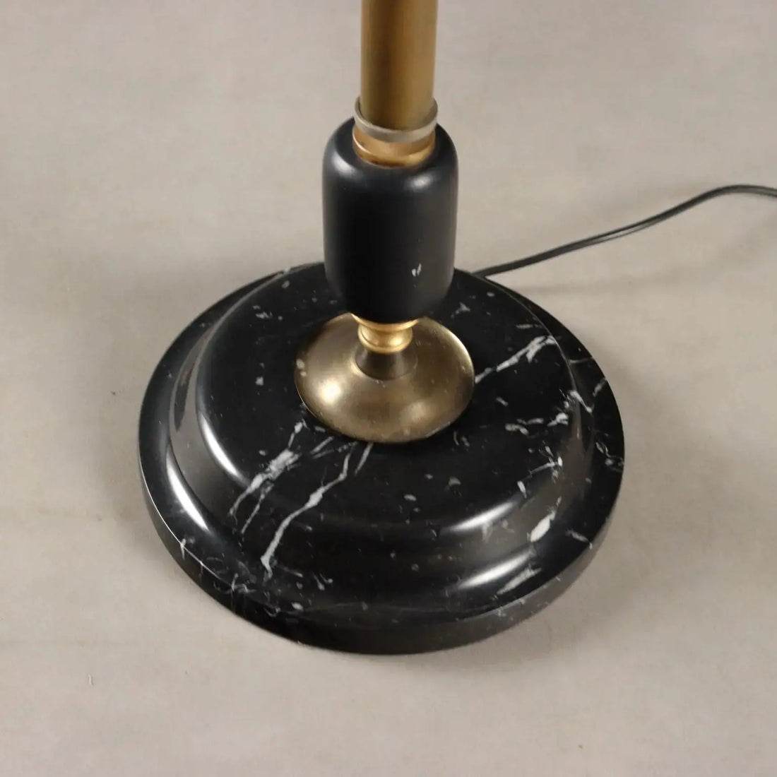 Vintage Floor Lamp Brass Marble Fabric Design Italy 1950s