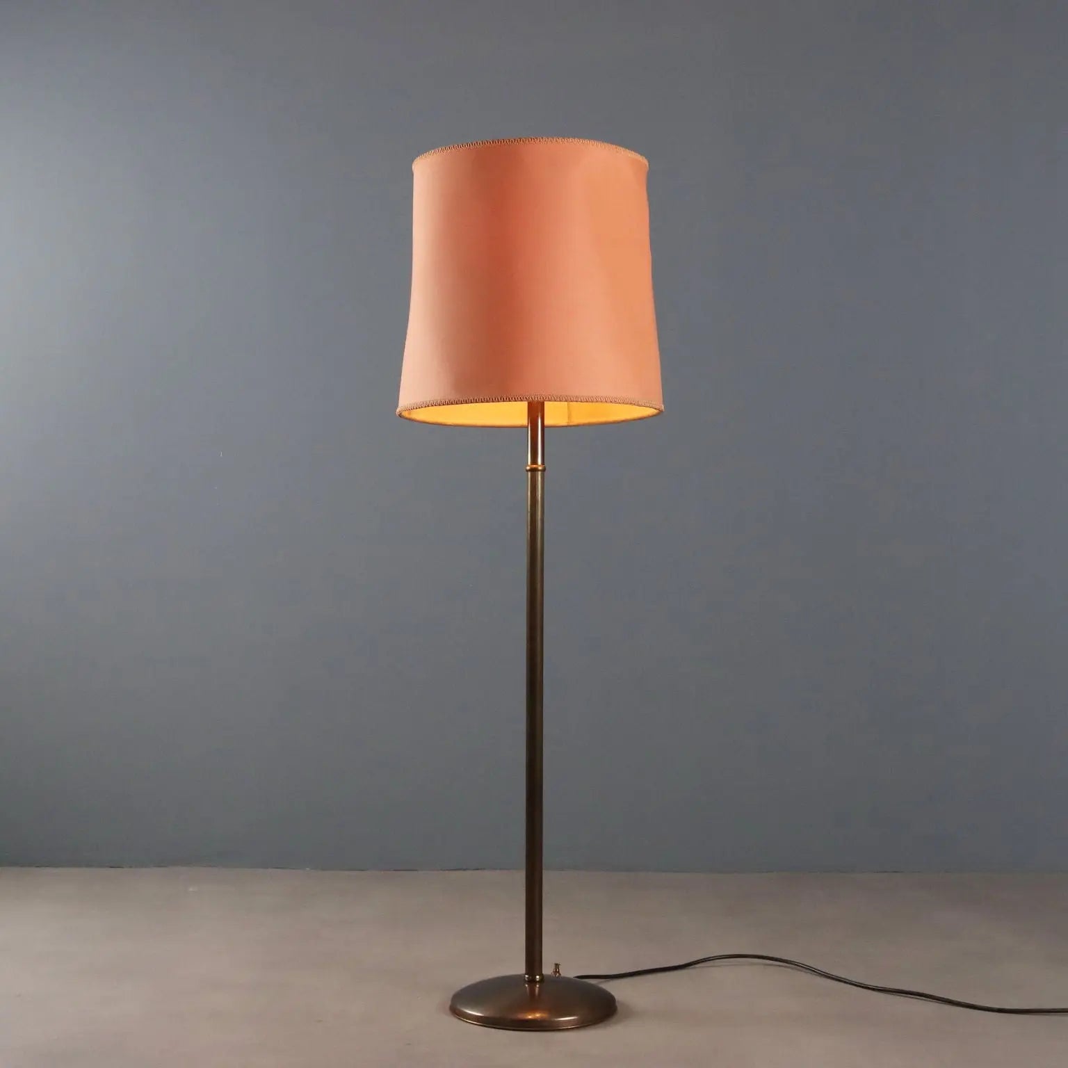 Vintage Floor Lamp Brass Fabric Adjustable Height Design 1950s | Modernism | Lighting