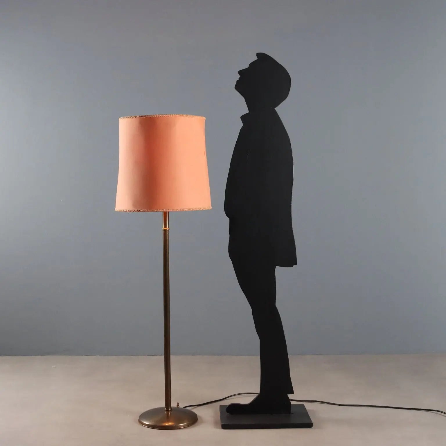 Vintage Floor Lamp Brass Fabric Adjustable Height Design 1950s | Modernism | Lighting