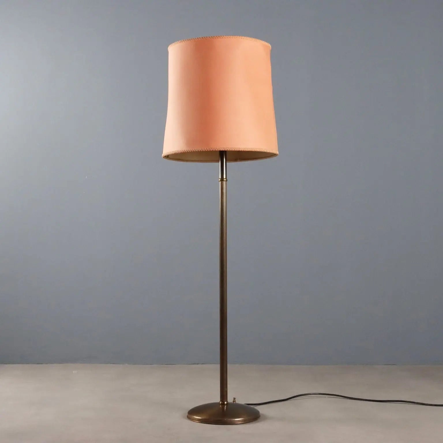 Vintage Floor Lamp Brass Fabric Adjustable Height Design 1950s | Modernism | Lighting