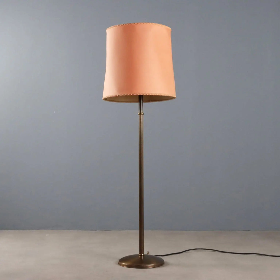 Vintage Floor Lamp Brass Fabric Adjustable Height Design 1950s | Modernism | Lighting