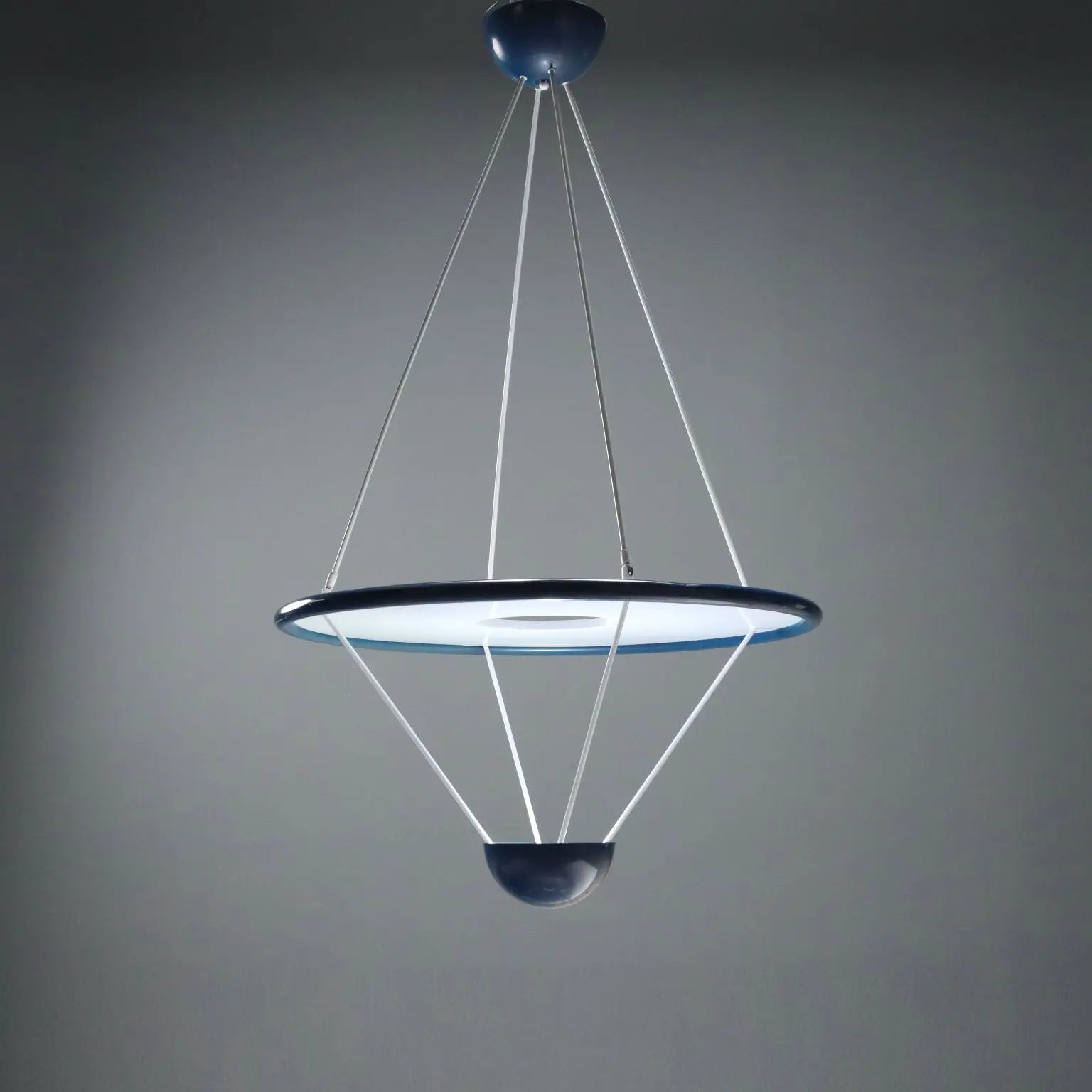 Vintage Zonca Chandelier Enamelled Metal Design Italy 1980s