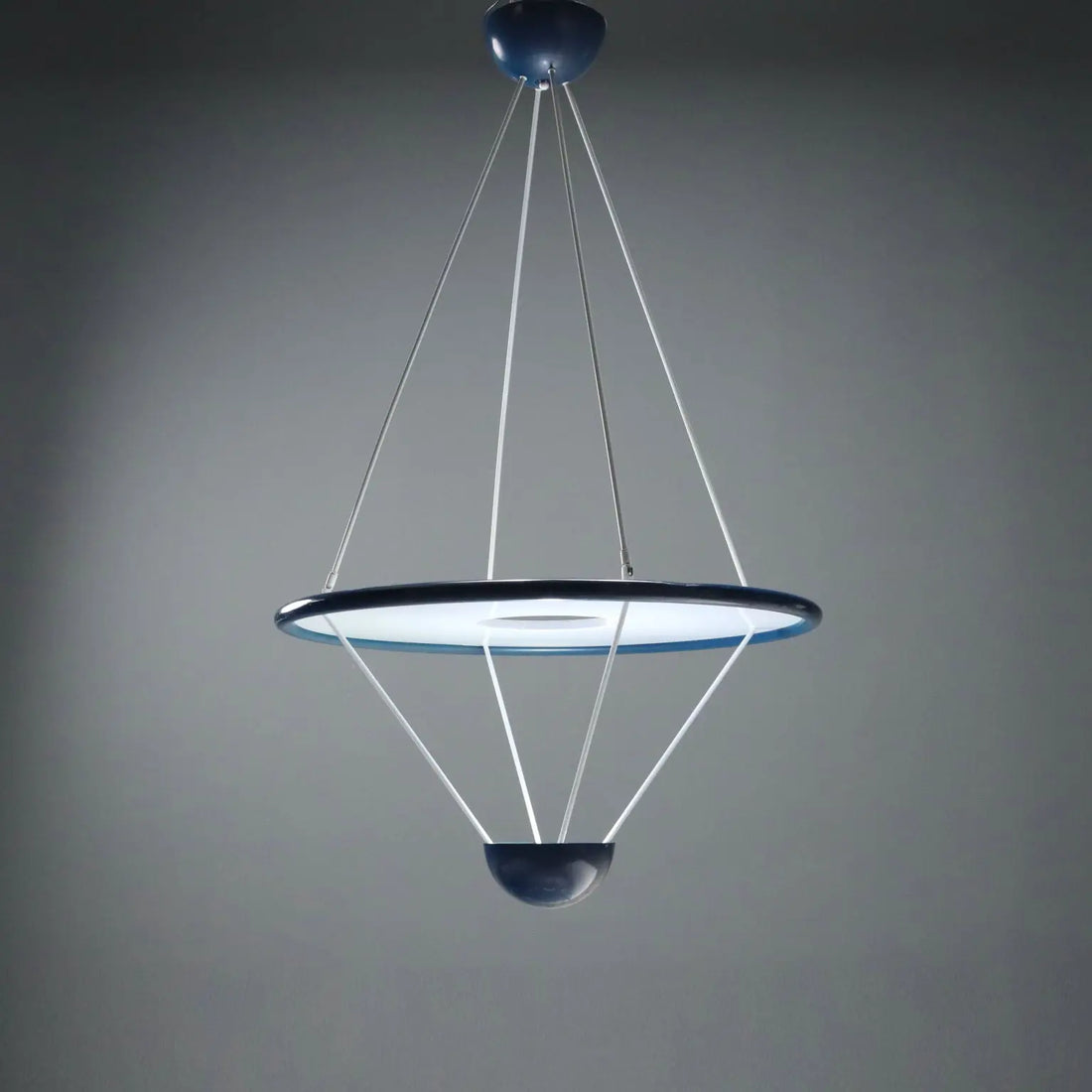 Vintage Zonca Chandelier Enamelled Metal Design Italy 1980s