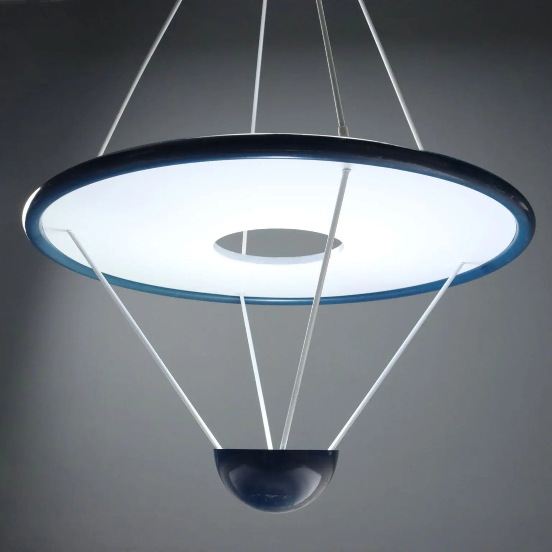 Vintage Zonca Chandelier Enamelled Metal Design Italy 1980s