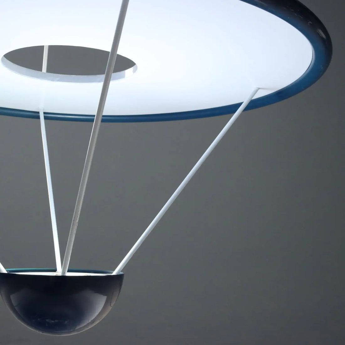 Vintage Zonca Chandelier Enamelled Metal Design Italy 1980s
